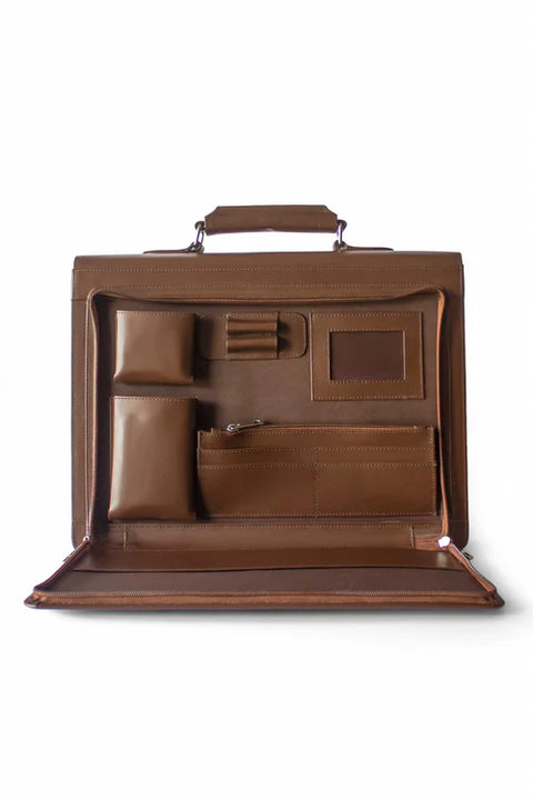 The Staton Office & Laptop Bag - Brown Leather, Stylish & Functional